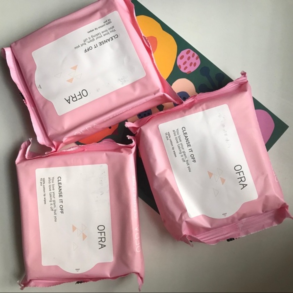 Lot of 3 Ofra Cleanse It Off 100% Cotton Wipes